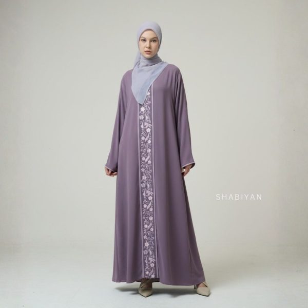 SHABIYAN-631 Abaya Dress Wanita Anti UV dengan Aksen Bordir Elegant