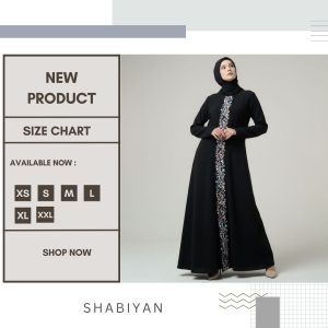 SHABIYAN-631 Abaya Dress Wanita Anti UV dengan Aksen Bordir Elegant