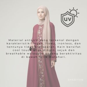 SHABIYAN-631 Abaya Dress Wanita Anti UV dengan Aksen Bordir Elegant