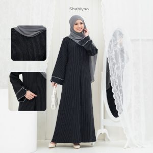 SHABIYAN-641 Gamis Dress Wanita Simple dan Elegant Motif Stripe