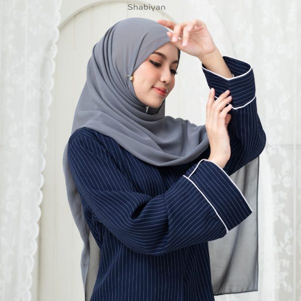 SHABIYAN-641 Gamis Dress Wanita Simple dan Elegant Motif Stripe