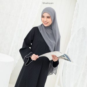 SHABIYAN-641 Gamis Dress Wanita Simple dan Elegant Motif Stripe