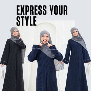 SHABIYAN-641 Gamis Dress Wanita Simple dan Elegant Motif Stripe