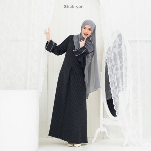 SHABIYAN-641 Gamis Dress Wanita Simple dan Elegant Motif Stripe