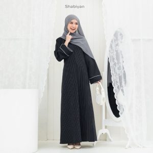 SHABIYAN-641 Gamis Dress Wanita Simple dan Elegant Motif Stripe